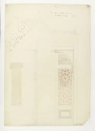 Drawing of a door, John Frederick Lewis house in Cairo, by James William Wild, 1844