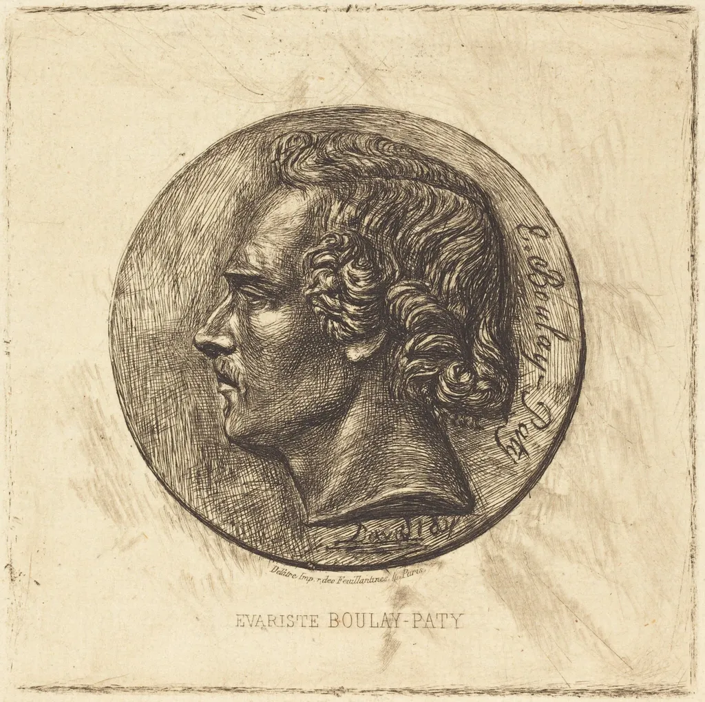 Evariste Boulay-Paty; A Poet (From a Bronze by David d'Angers), by Charles Meryon, ink, 1861