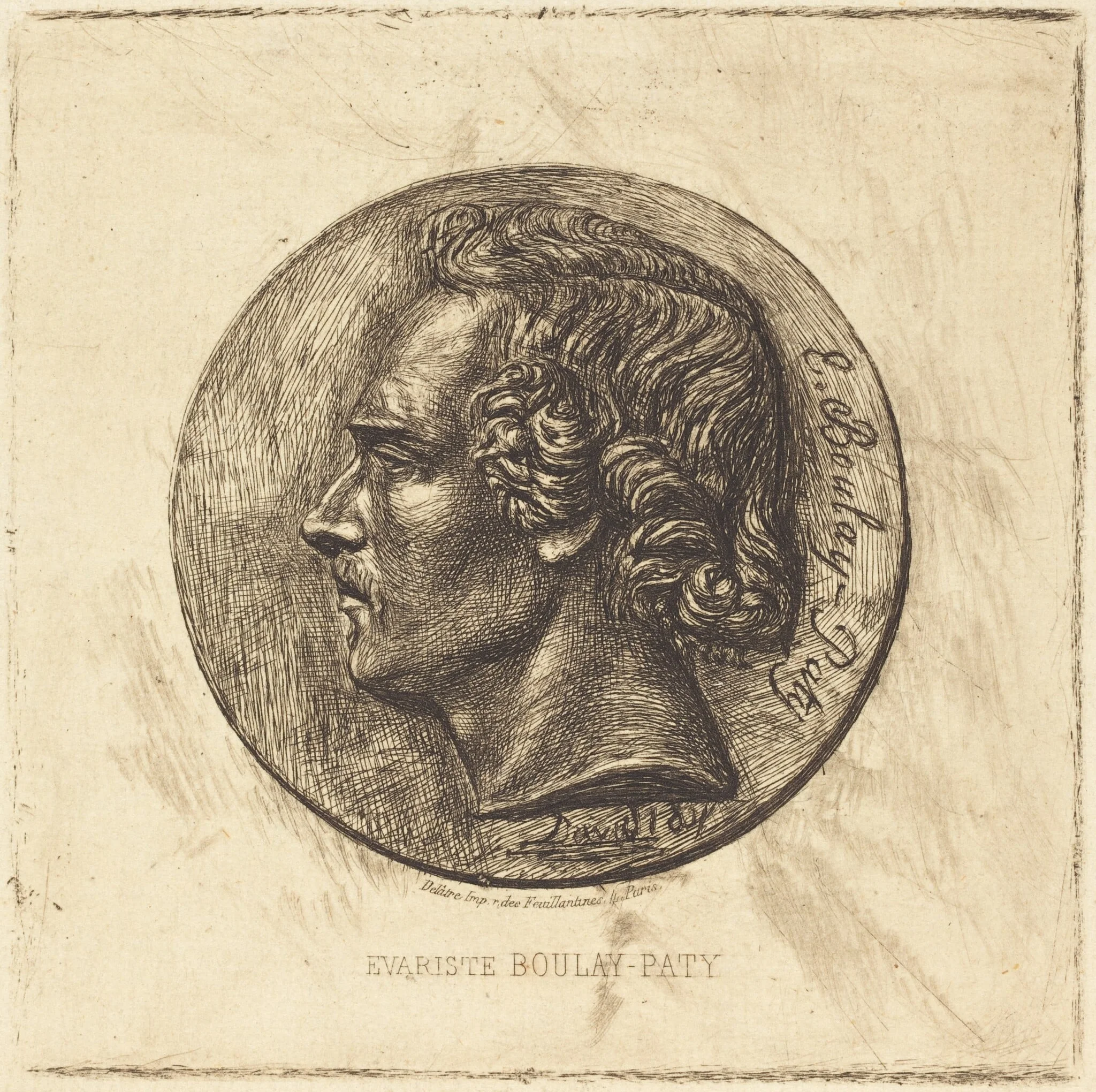 Evariste Boulay-Paty; A Poet (From a Bronze by David d'Angers), detail