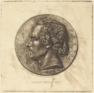 Evariste Boulay-Paty; A Poet (From a Bronze by David d'Angers), by Charles Meryon, ink, 1861