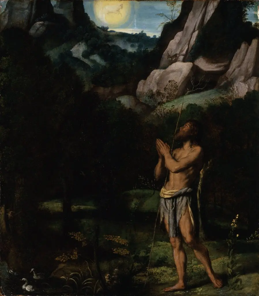 St. John the Baptist in the Wilderness, by Moretto da Brescia, unspecified, 1535