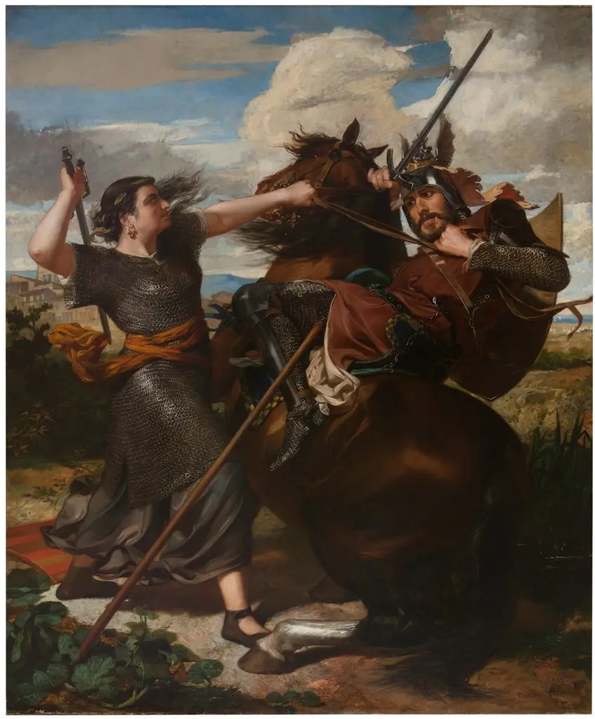 The Heroine of Peralada, by Antoni Caba, oil, 1864