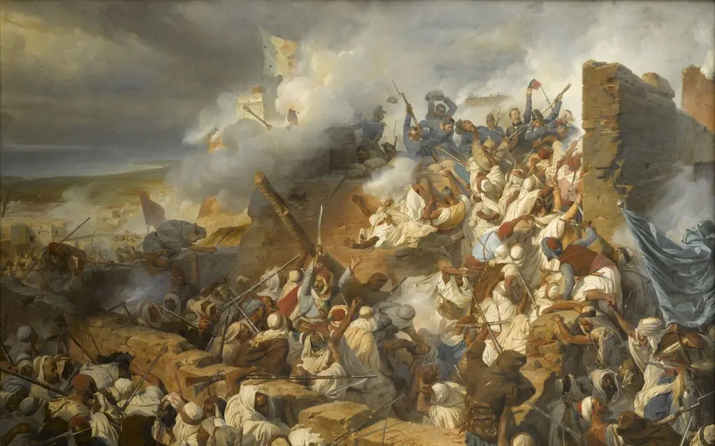 Defense of Mazagran, February 2 to 6, 1840, by Henri Félix Emmanuel Philippoteaux, oil, 1841