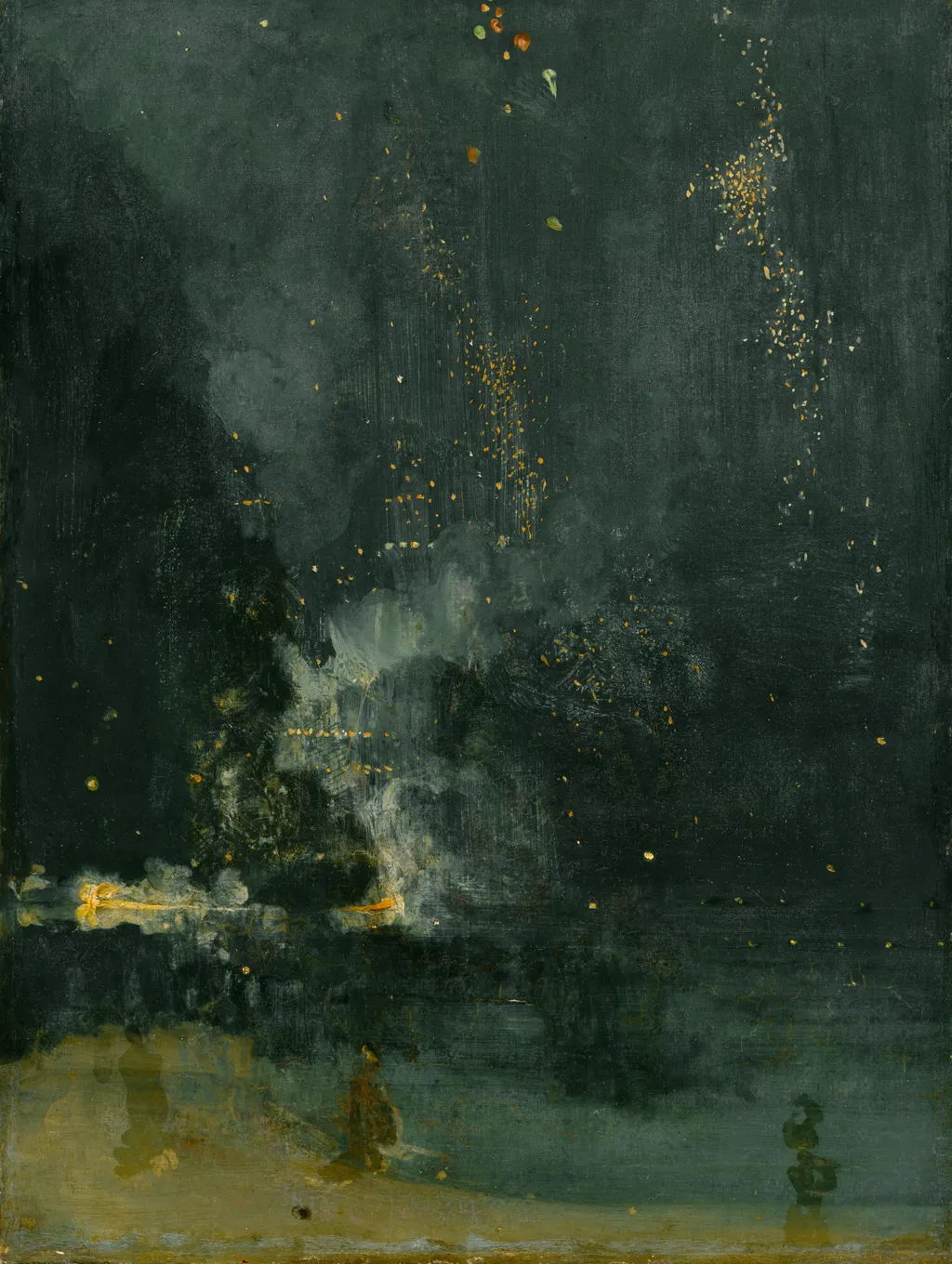Nocturne in Black and Gold – The Falling Rocket, by James McNeill Whistler, oil, 1875