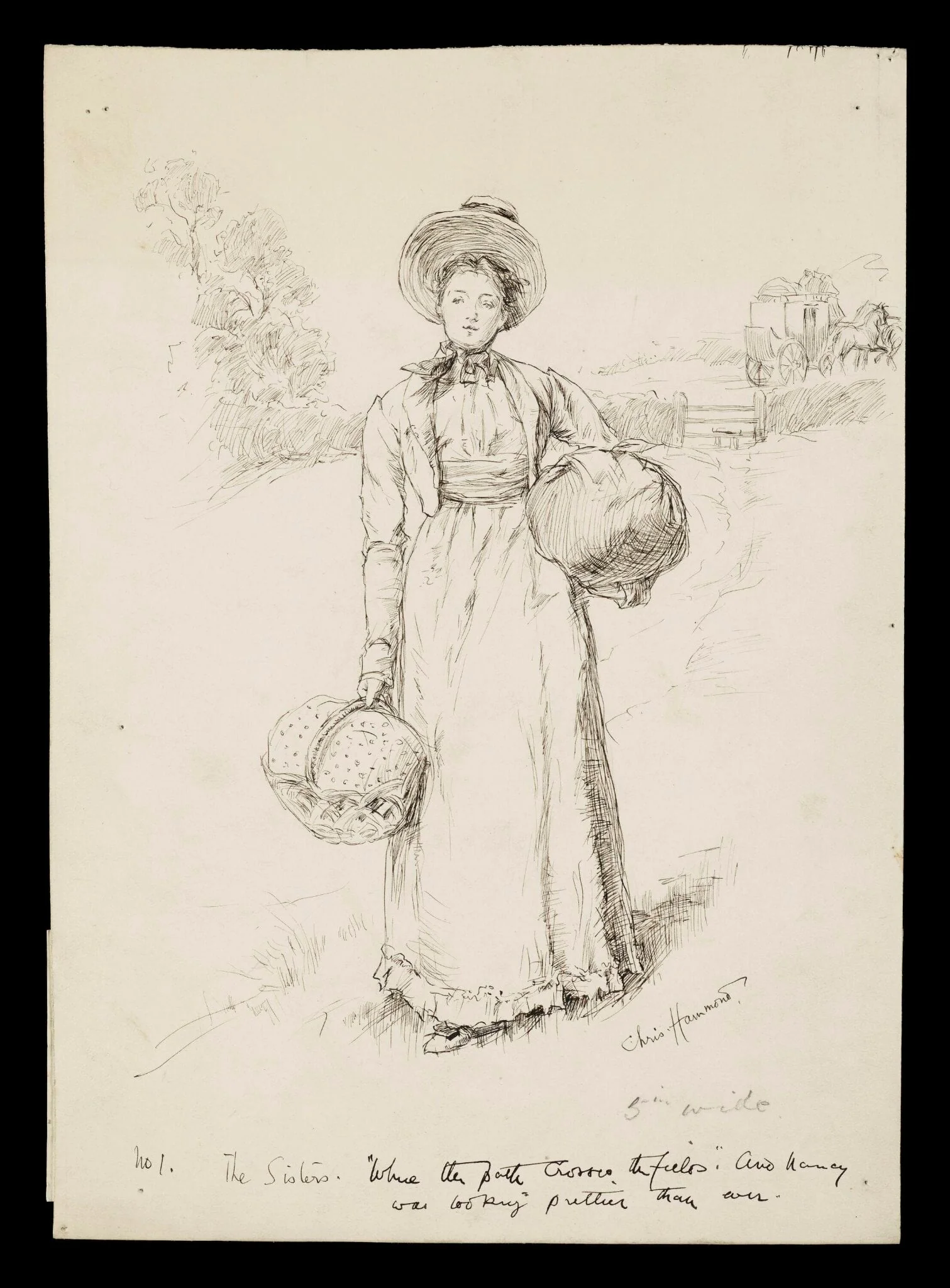 Original drawing for illustration to 'The Sisters', published in the English Illustrated Magazine, detail