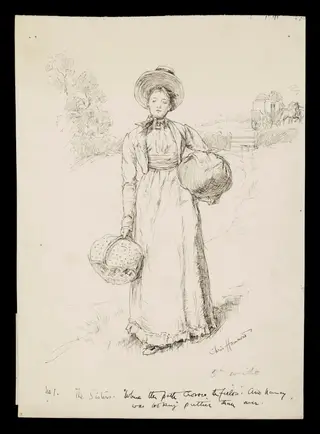 Original drawing for  illustration to 'The Sisters',  published in the English Illustrated Magazine, by Hammond, 1895