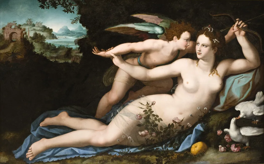 Venus disarming Cupid, by Alessandro Allori, oil, 1570