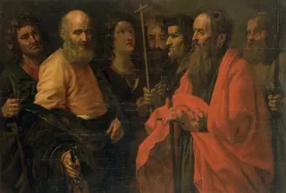 St James the Less, Sts Peter, Paul, John, Thomas, Philip, Judas and Thaddeus the Apostles, by Giuseppe Vermiglio, oil, 1000