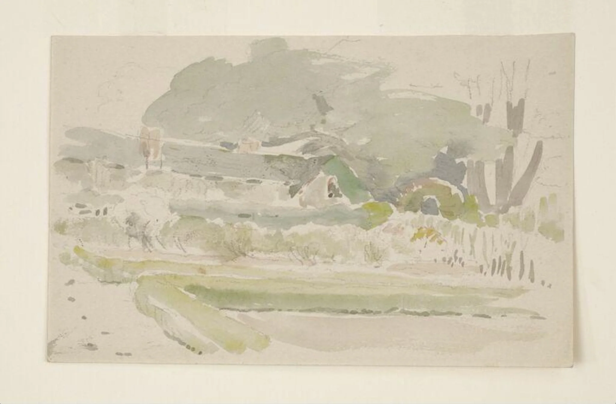 Sketch of the garden and potting shed at Gwaynynog, detail