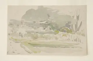 Sketch of the garden and potting shed at Gwaynynog, by Beatrix Potter, watercolor, 1909
