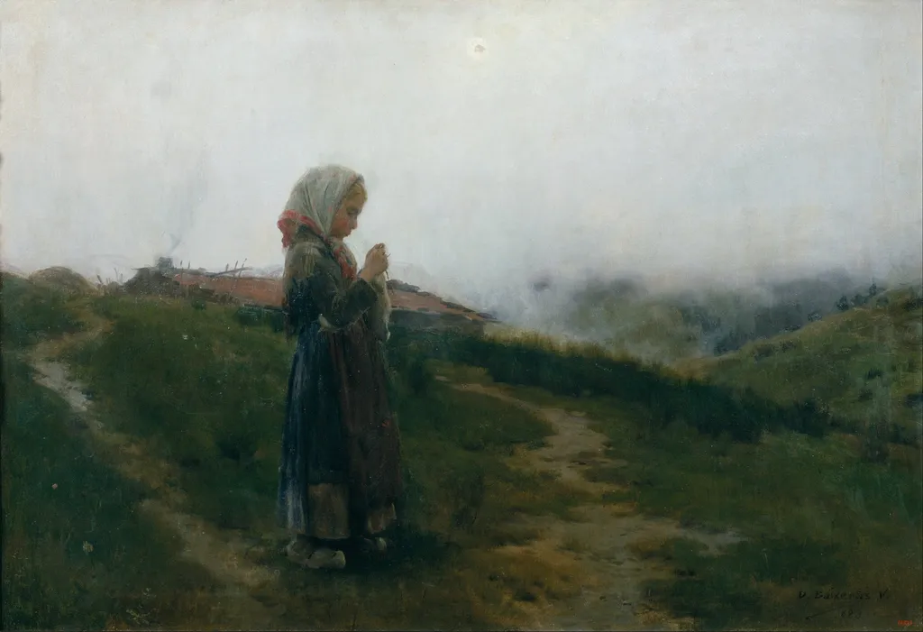 Knitting, by Dionisio Baixeras Verdaguer, oil, 1894