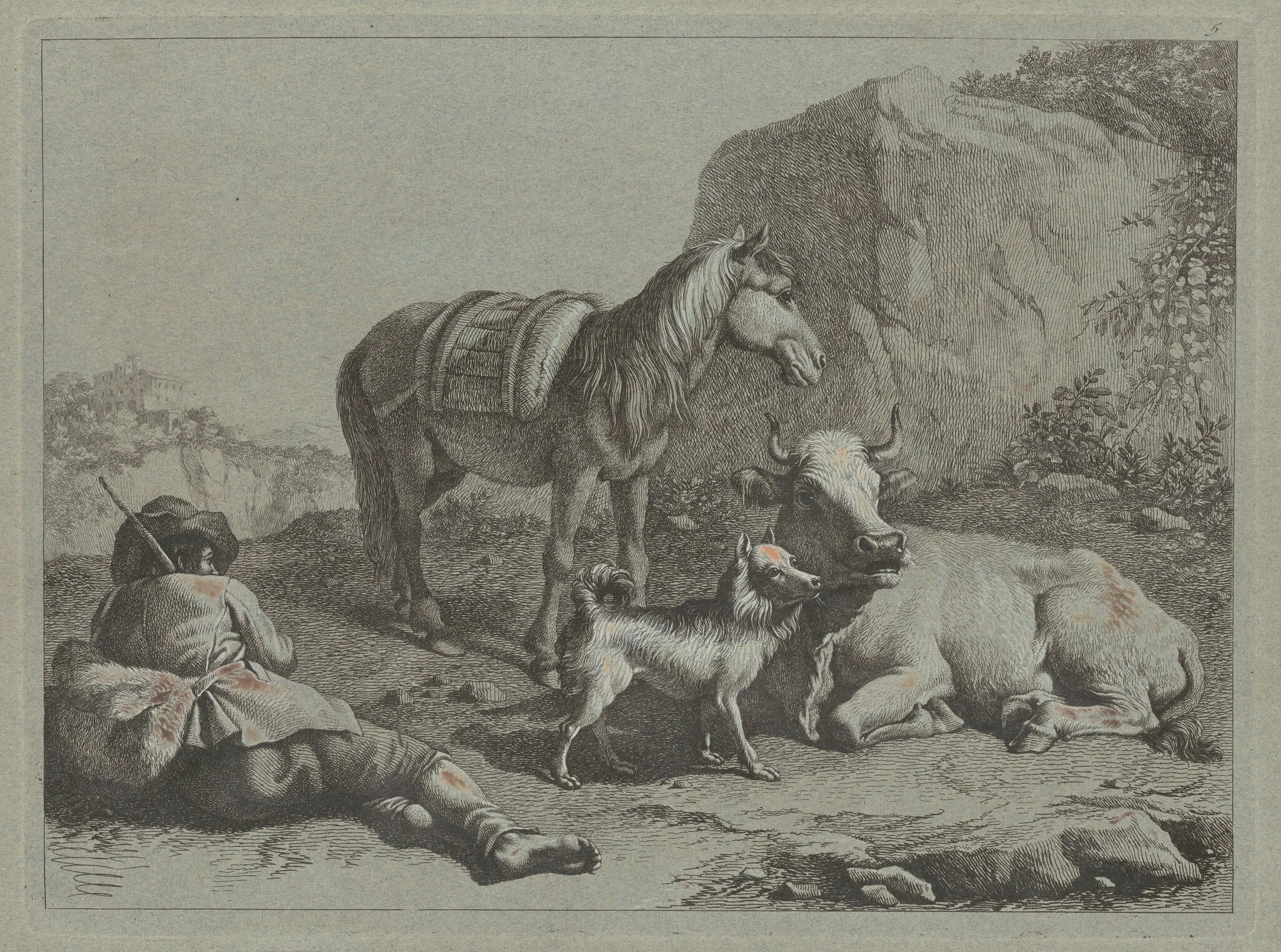 Reclining Shepherd with a Sack, detail