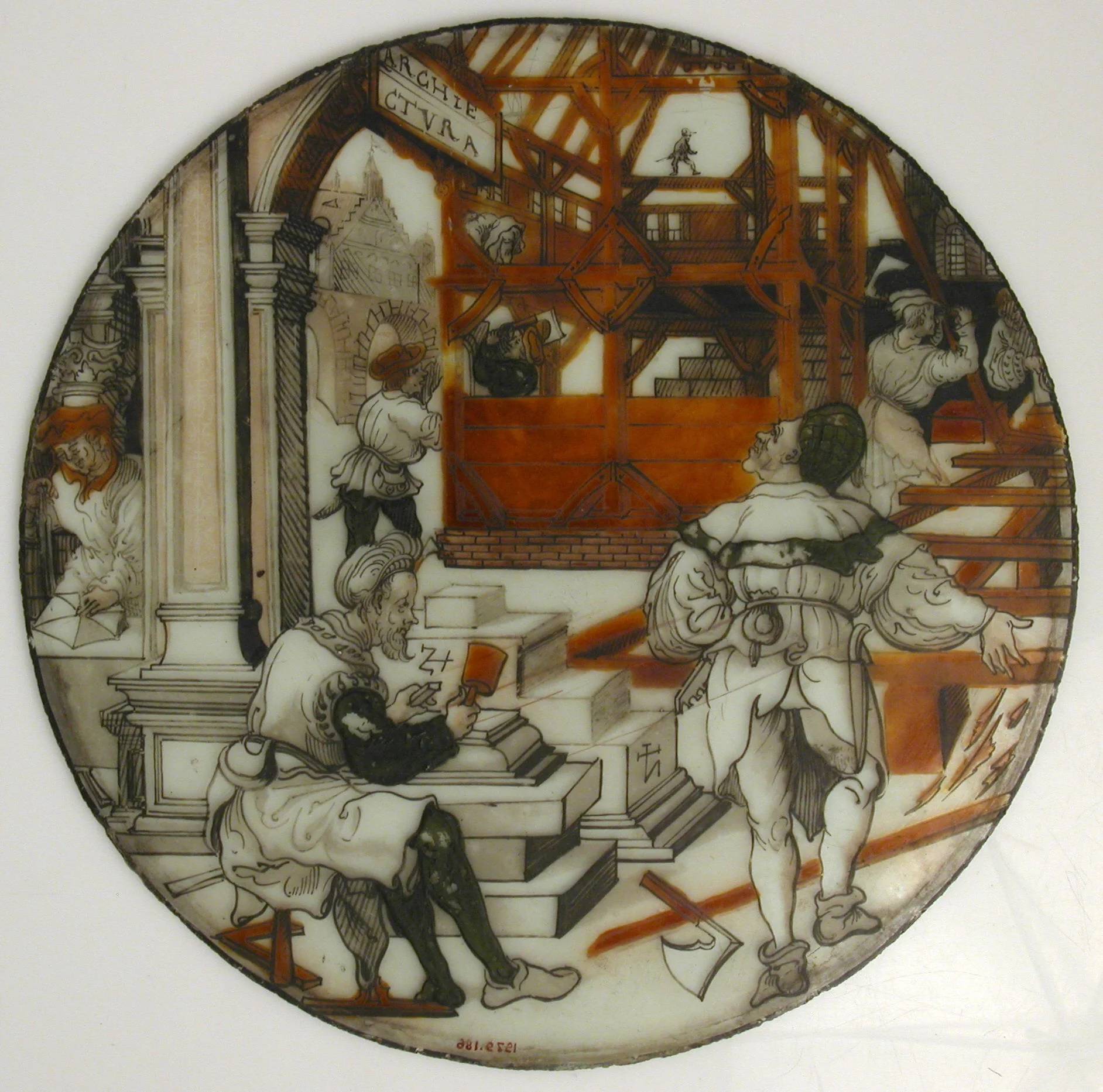Roundel with Architecture (from a series of The Septem Artes Mechanicae), detail