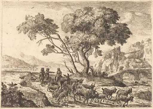 Departure for the Fields (Le départ pour les champs), by Claude Lorrain, ink, 1640