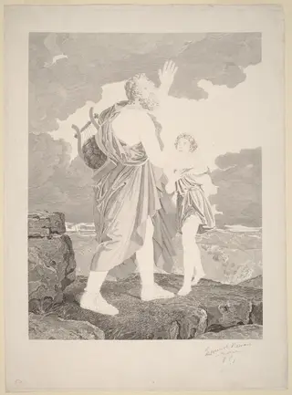Blind Homer, by Jean-Baptiste-Raphael-Urbain Massard, ink, 1816