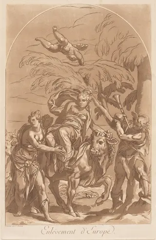 Rape of Europa, by François-Philippe Charpentier, ink, 1763