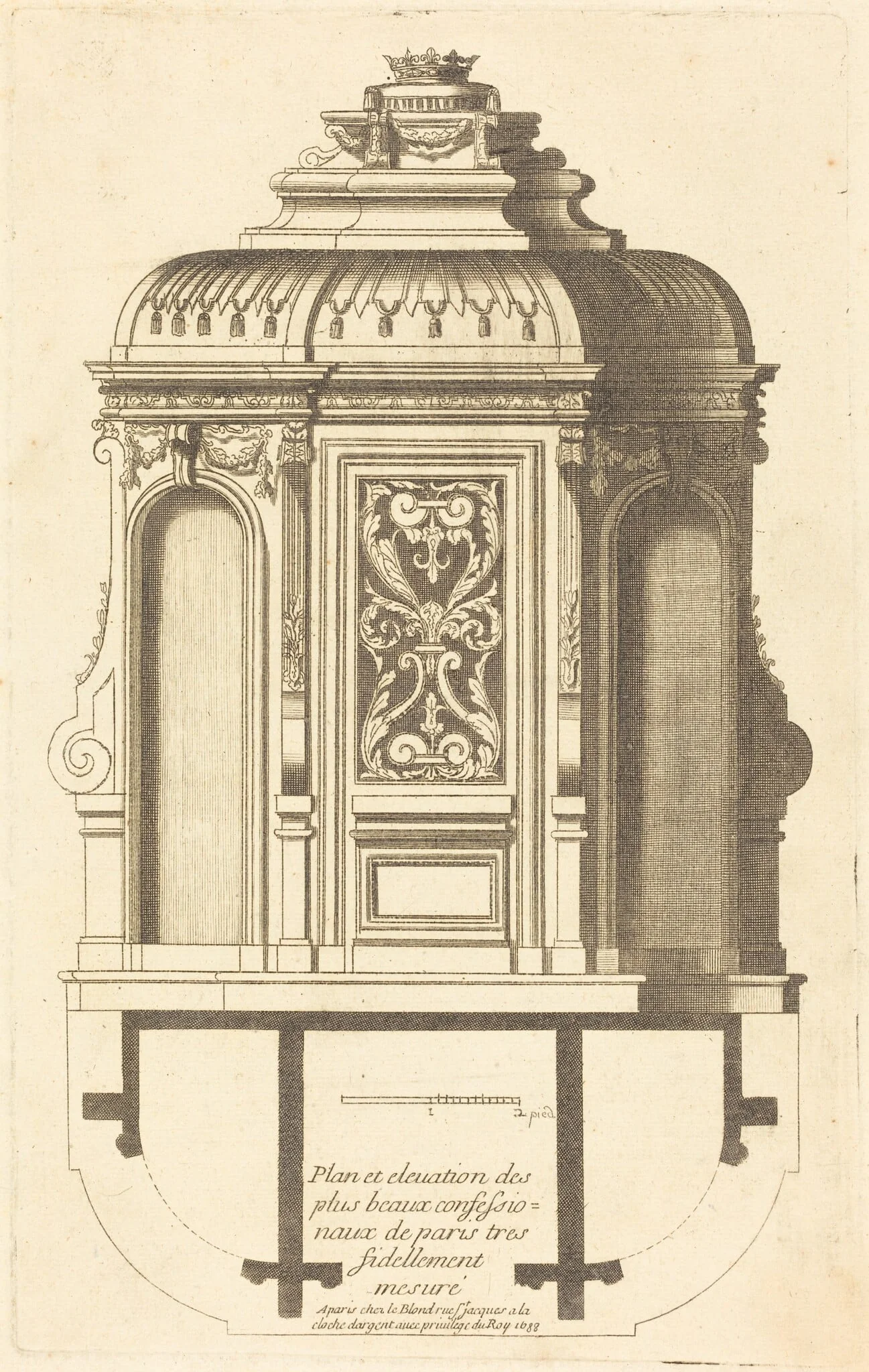 Plan et elevation des plus beaux confessionnaux de Paris, tres fidelemant mesure, detail