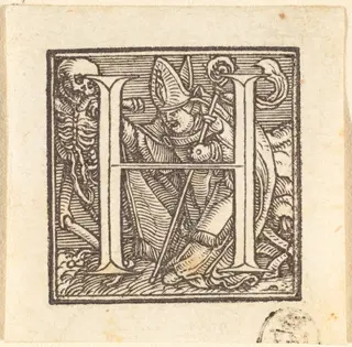Letter H, by Hans Lützelburger, ink, 1523
