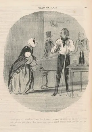 Grand Gueux va! je voudrais t'y voir, by Honoré Daumier, ink, 1842