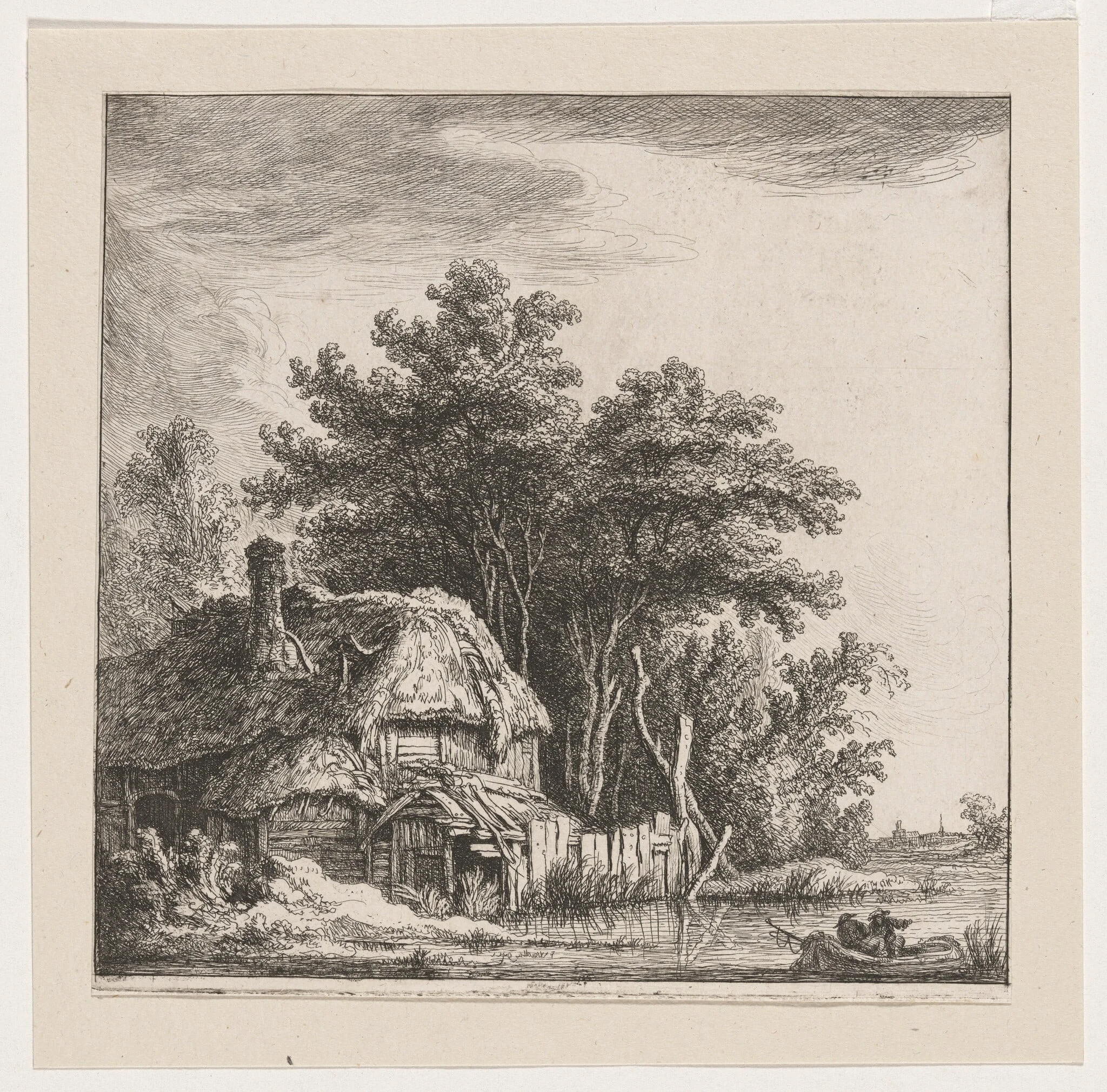 Landscape with Cottage on the Water, detail