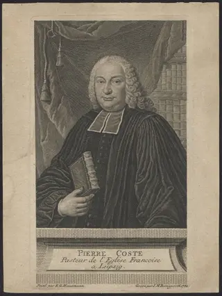 Portrait of Pierre Coste, Walloon minister in Leipzig, by J.M., Bernigeroth, unspecified, 1754