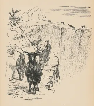 Ziegen (Goats) from Deutsche Graphiker der Gegenwart (German Printmakers of Our Time), by August Gaul, ink, 1916