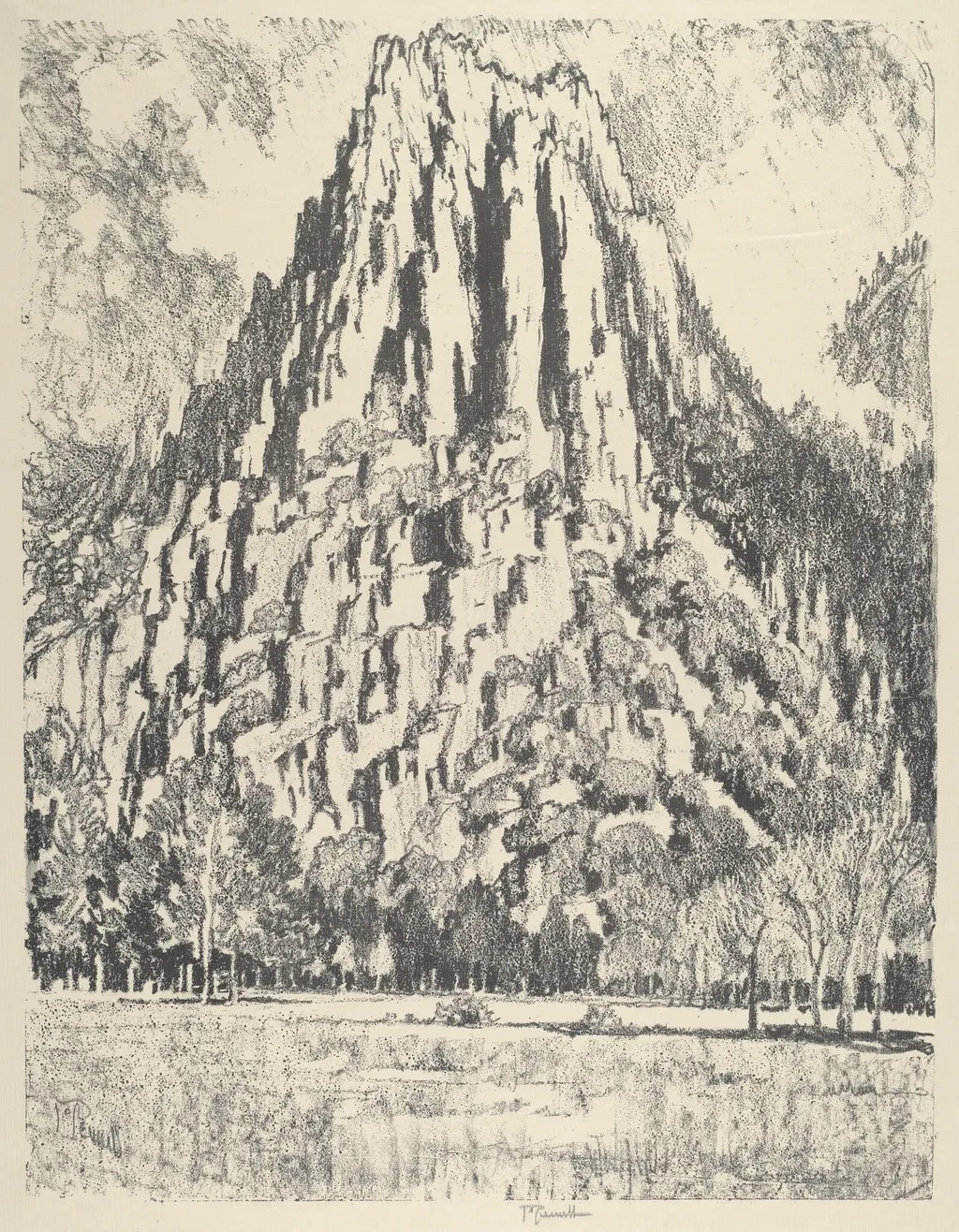 Buttresses, Yosemite, by Joseph Pennell, ink, 1912