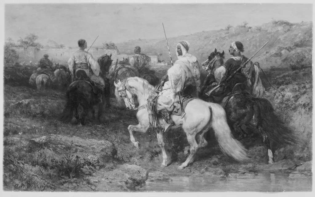 Arabs on the March, by Adolf Schreyer, oil, 1873