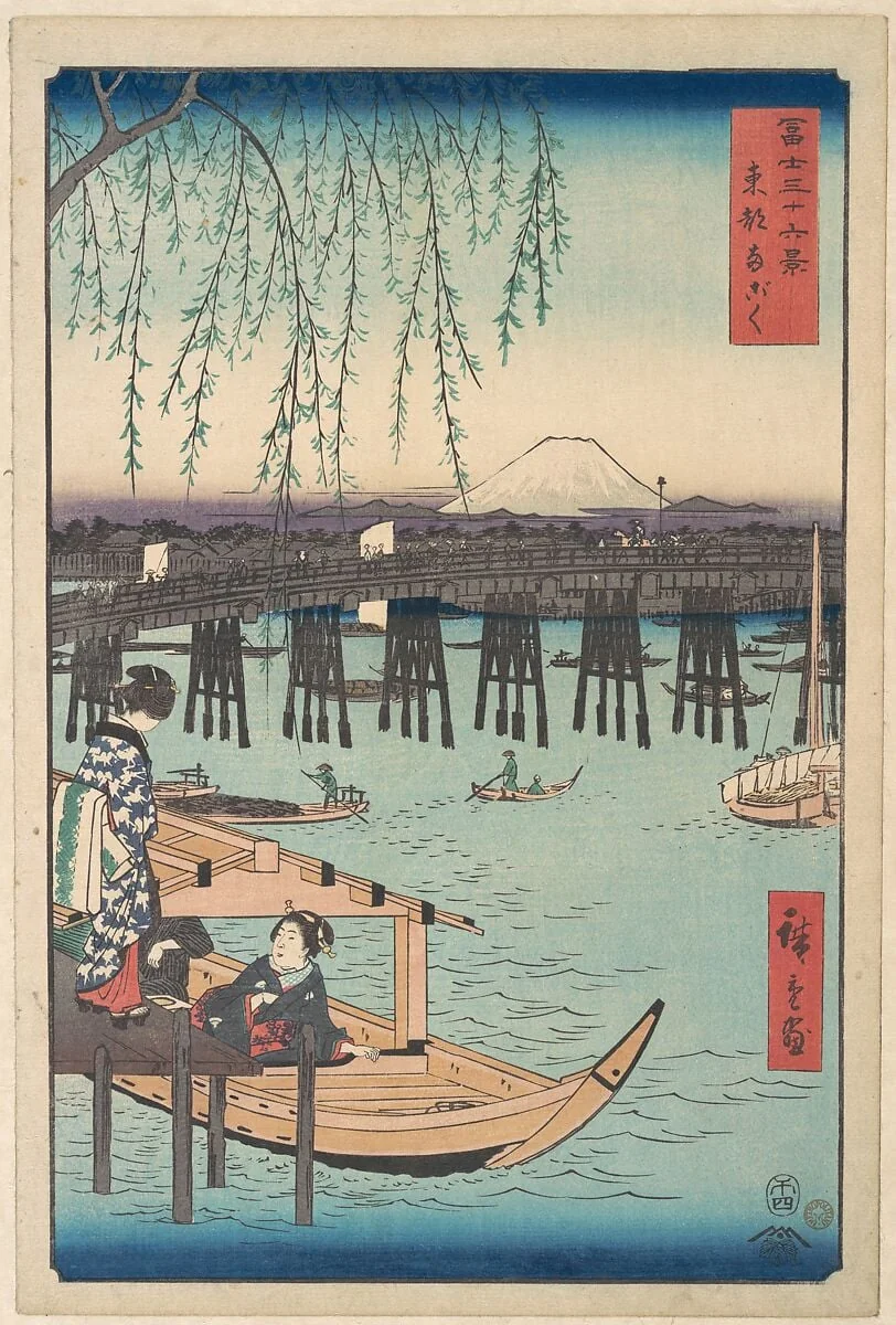 富士三十六景 東都両ごく|Toto, Ryogoku, from the series Thirty-six Views of Mount Fuji (Fugaku sanjūrokkei), detail