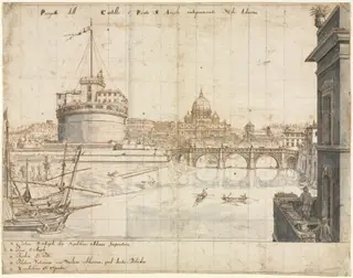 Eighteen Views of Rome: The Castel Sant'Angelo, by Lievin Cruyl, 1665