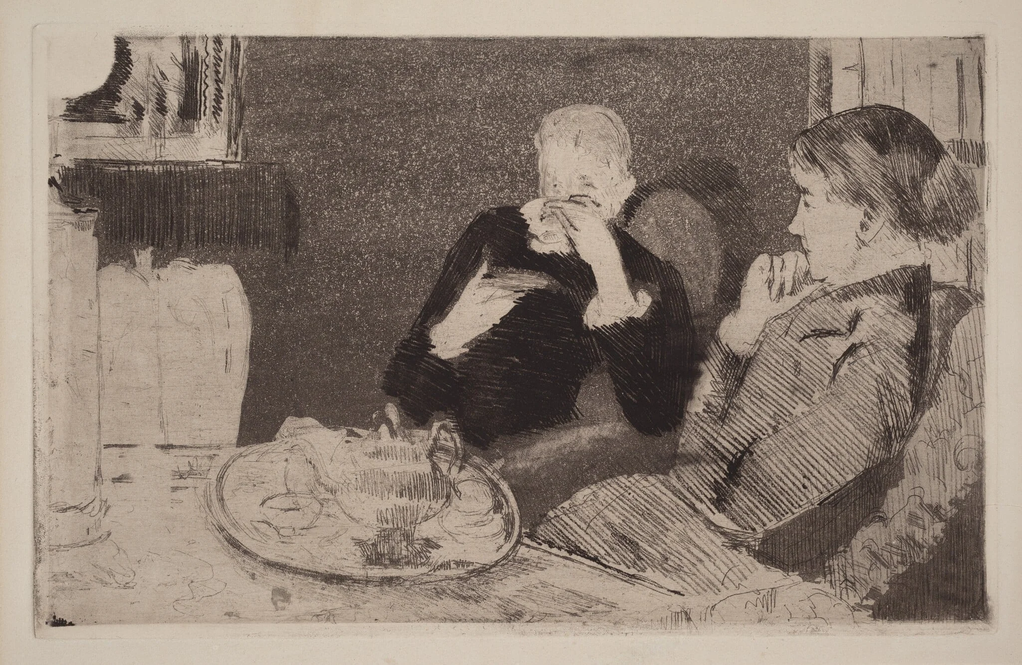 Lydia and Her Mother at Tea, detail