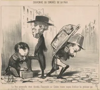 La paix universelle étant décrétée ..., by Honoré Daumier, ink, 1849