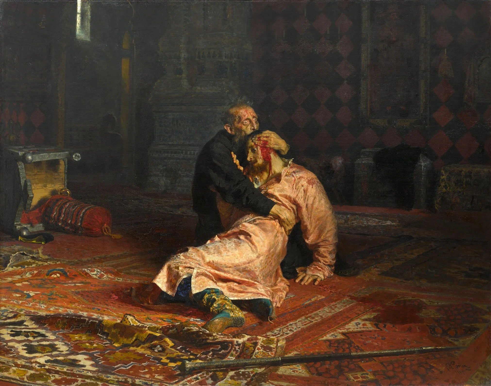 Ivan the Terrible and his son Ivan on November 16, 1581, detail