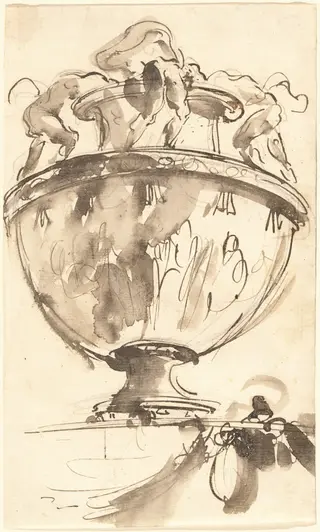 A Fantastic Vase, by Giovanni Battista Piranesi, chalk, 1746