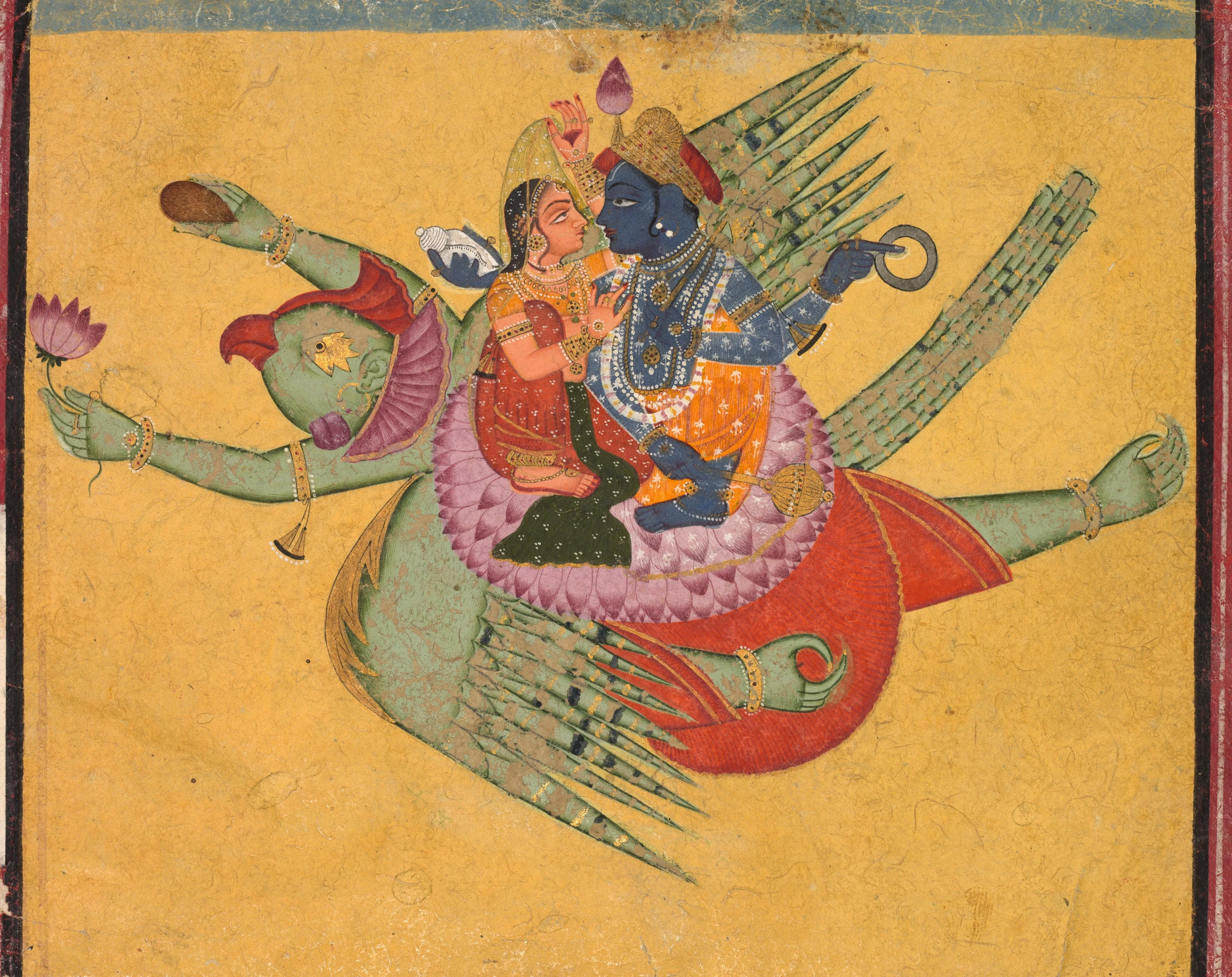 Vishnu and Lakshmi on Garuda, detail