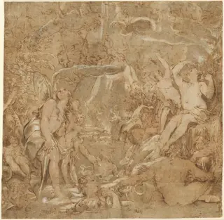 The Daughters of the Po with River Gods, by Joseph Heintz the Elder, ink, 1591
