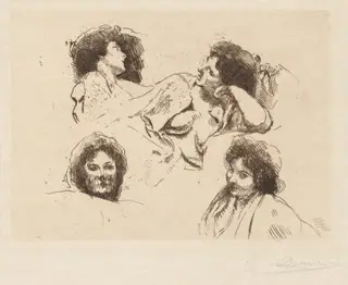 Four Heads of Women: Study for “The Happy Island” (Quatre têtes de Femmes: Étude pour “L’Ile Heureuse”), by Albert Besnard, 1899