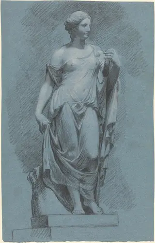 The "Farnese Flora" at Stourhead, by Samuel Woodforde, chalk, 1790
