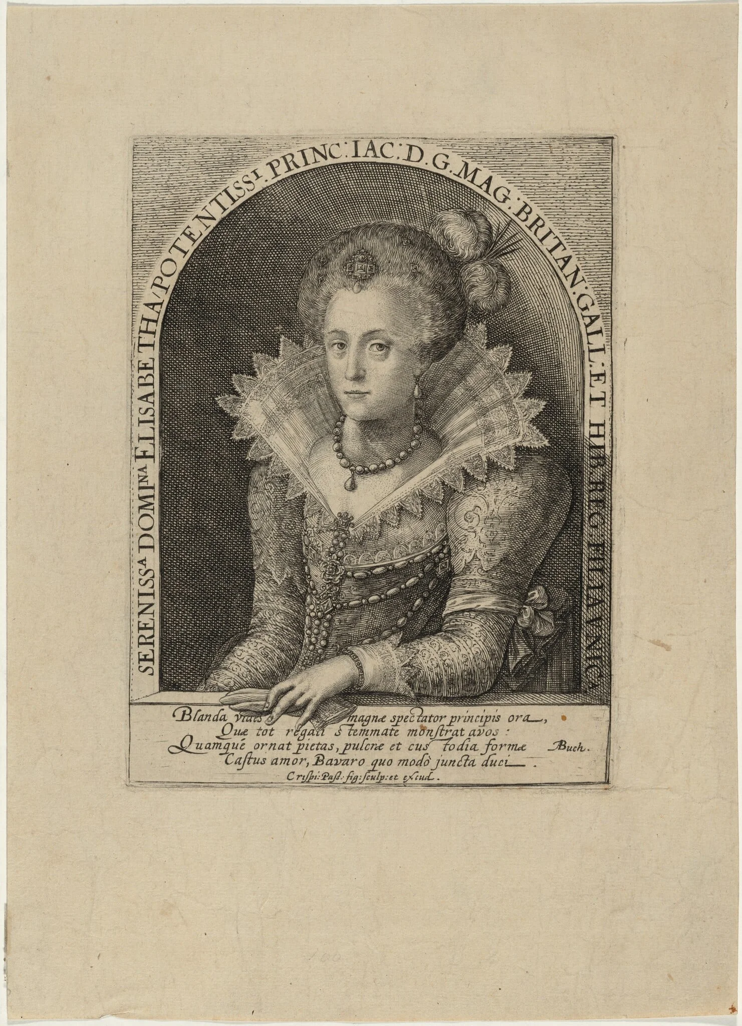 Elizabeth, Princess, Wife of the Elector Palatine Frederick V, King of Bohemia, detail