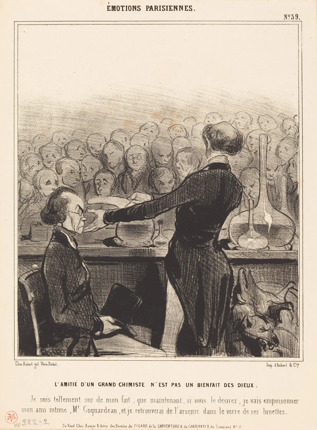 L'Amitié d'un grand chimiste..., by Honoré Daumier, ink, 1841