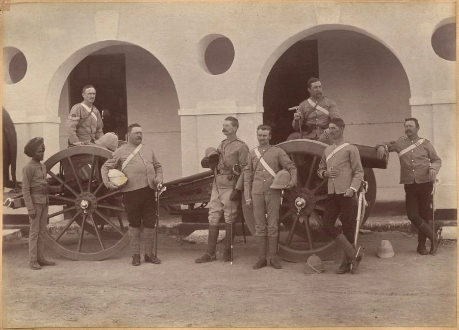 Officers of Elephant Battery, Jhansi (recto), detail