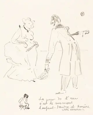 New Year's Greeting (Le compliment du jour de l'an), by Henri de Toulouse-Lautrec, ink, 1897