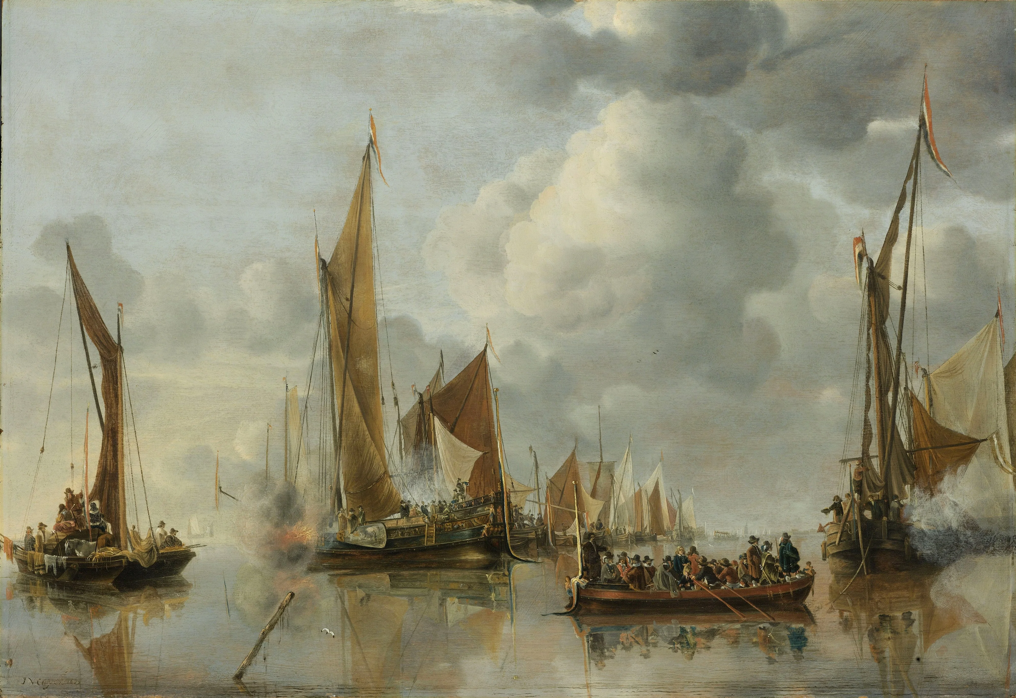 The Home Fleet Saluting the State Barge, detail