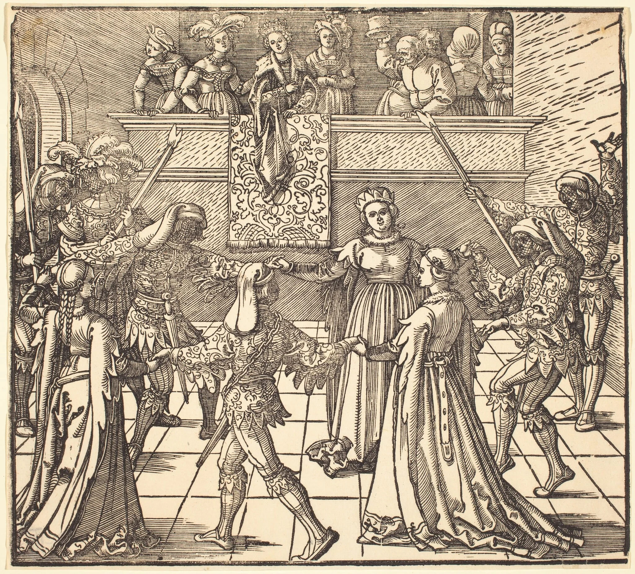 Masquerade Dance with Torches, detail