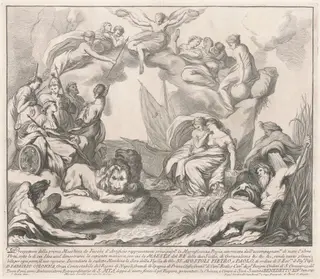 The Prima Macchina for the Chinea of 1741: Allegory of Regal Magnificence, by Miguel de Sorellò, ink, 1741