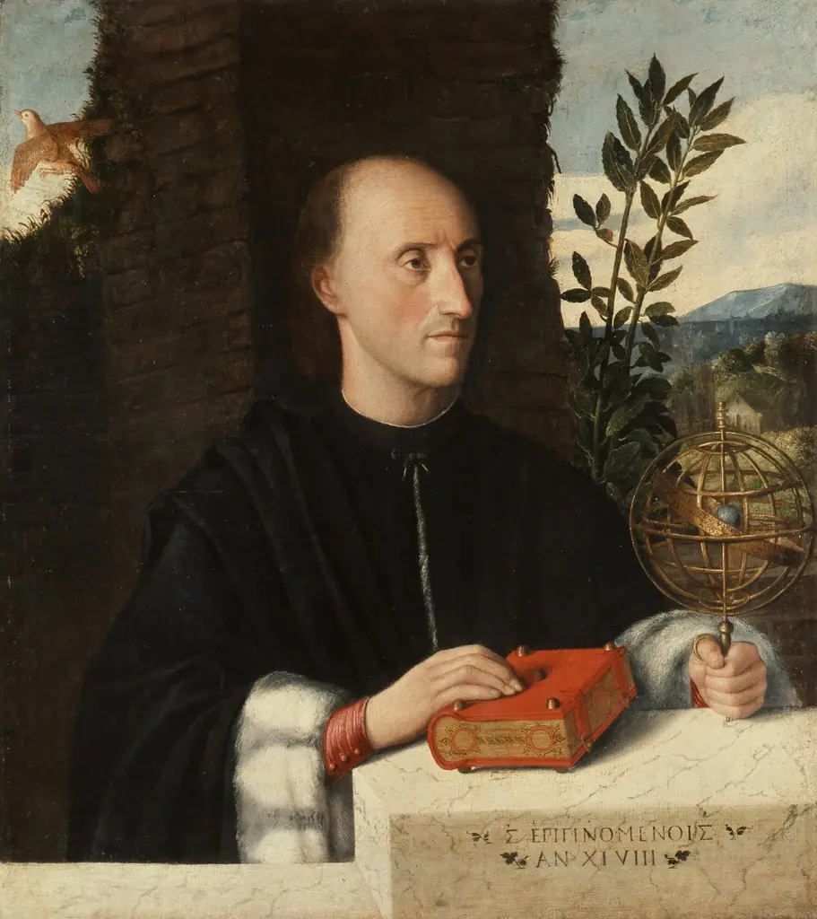 Portrait of an Astronomer, by Giovanni Cariani, paint, 1520