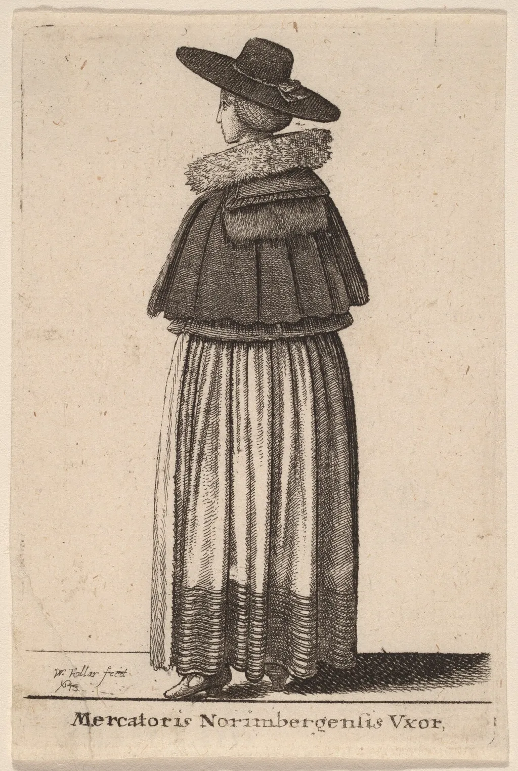 Mercatoris Norimbergensis Vxor, by Wenceslaus Hollar, ink, 1643