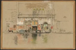 The Palace; white and pink, by James McNeill Whistler, chalk, 1880