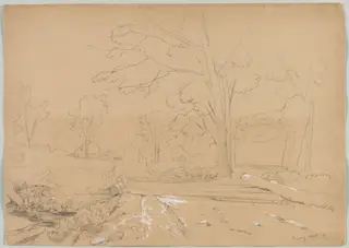 Landscape with Man Fishing, Conway, New Hampshire, by David Johnson, 1851