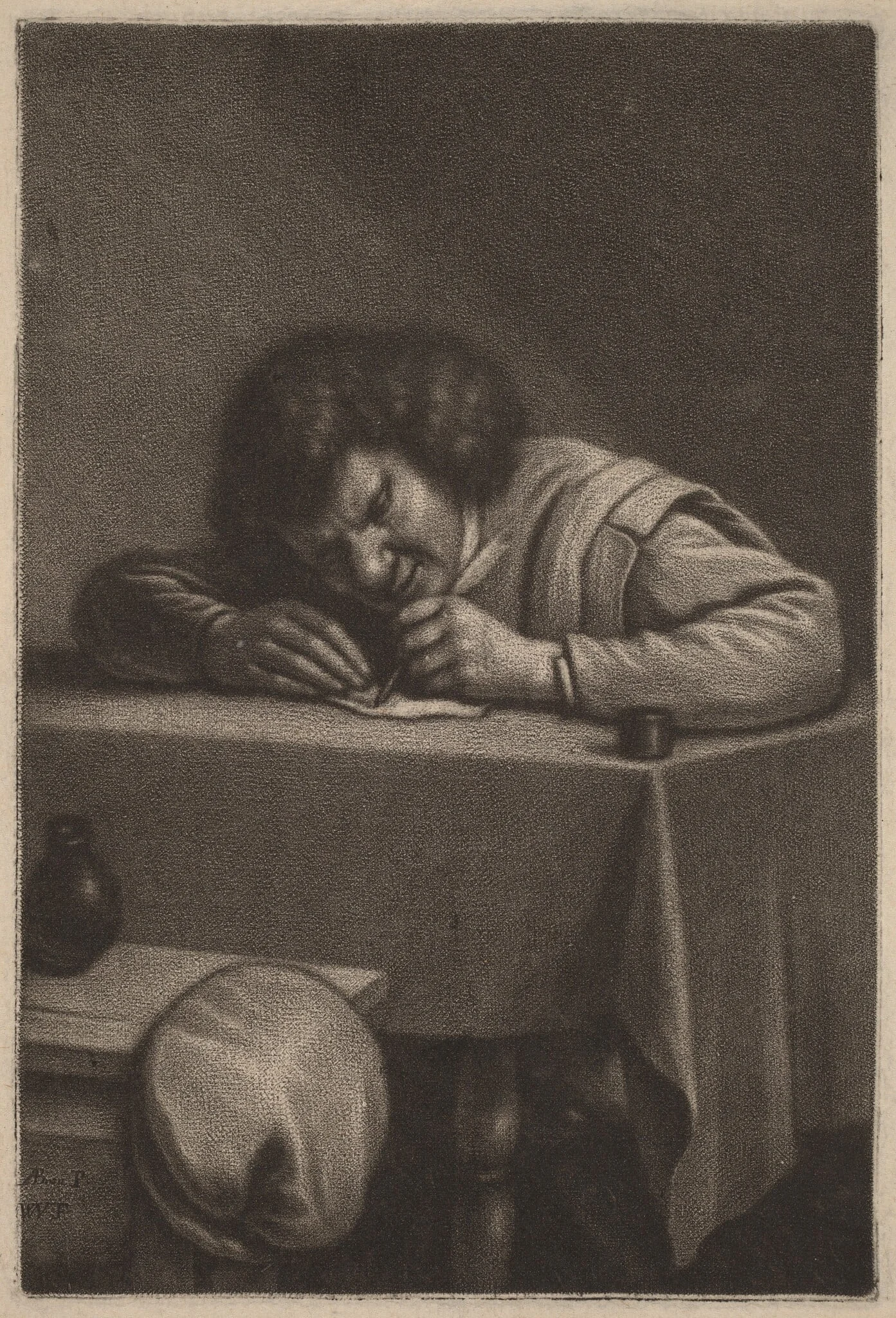 A Man Writing at a Table, detail